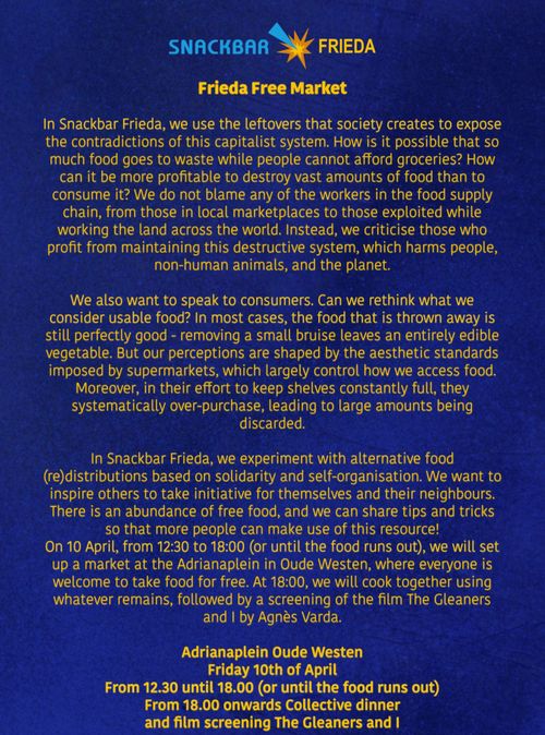 💥FRIEDA FREE MARKET💥@Adrianaplein (and film screening after)